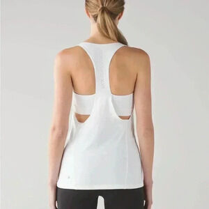 Lululemon Hit It Tank Womens Tank Top White Training Sport Built In Bra Size 6